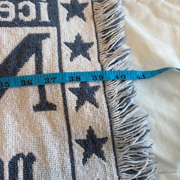 Vintage Blue/White Cotton Alphabet Tapestry Blanket Baby Toddler Nursery Decor - Picture 5 of 6